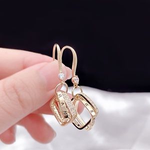 Double square dangle drop earrings for woman